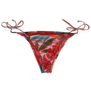 Vitamin A Tropical Bikini Bottom Women M Multicolor NWOT Side Tie Gold Hardware